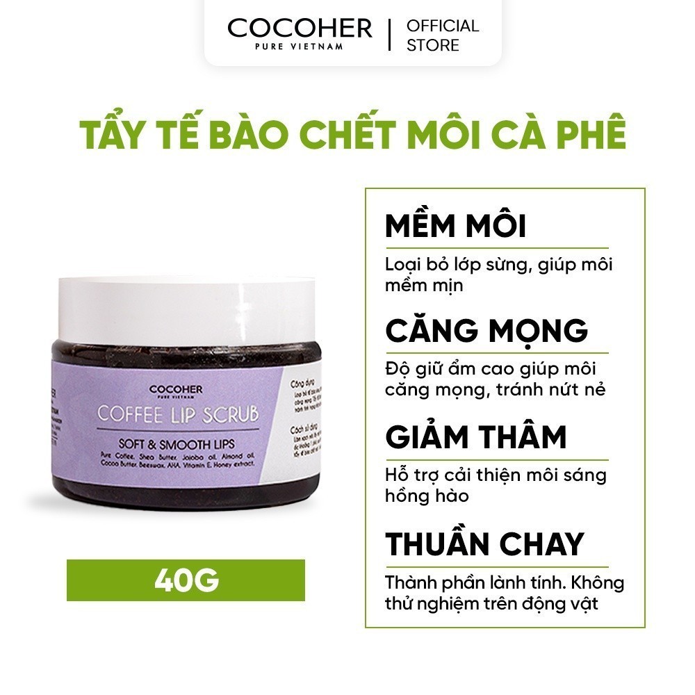 Tẩy Da Chết Cà Phê Cho Môi COCOHER 40g