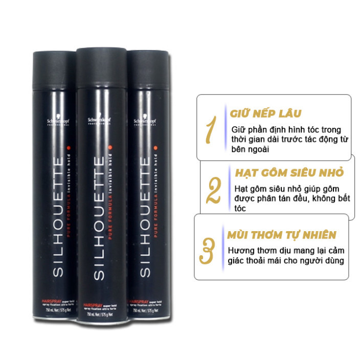 Gôm xịt tóc nam nữ SILHOUETTE 420ML giữ nếp siêu cứng | sáp vuốt tạo kiểu tóc Varitety