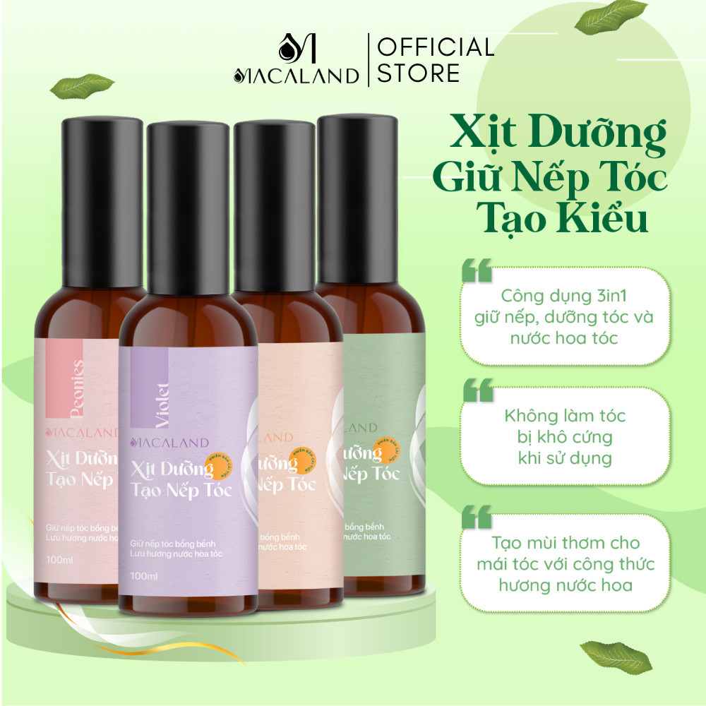 [MUA 1 TẶNG 1] Xịt giữ nếp tạo kiểu và dưỡng tóc 3in1 MACALAND 100ml hương thơm nước hoa cho tóc