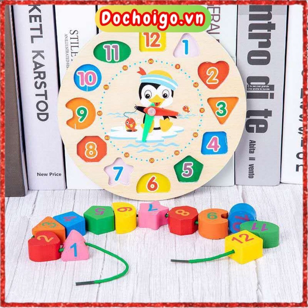 Đồ chơi đồng hồ gỗ cho bé, đồ chơi gỗ phát triển trí tuệ dochoigo.vn
