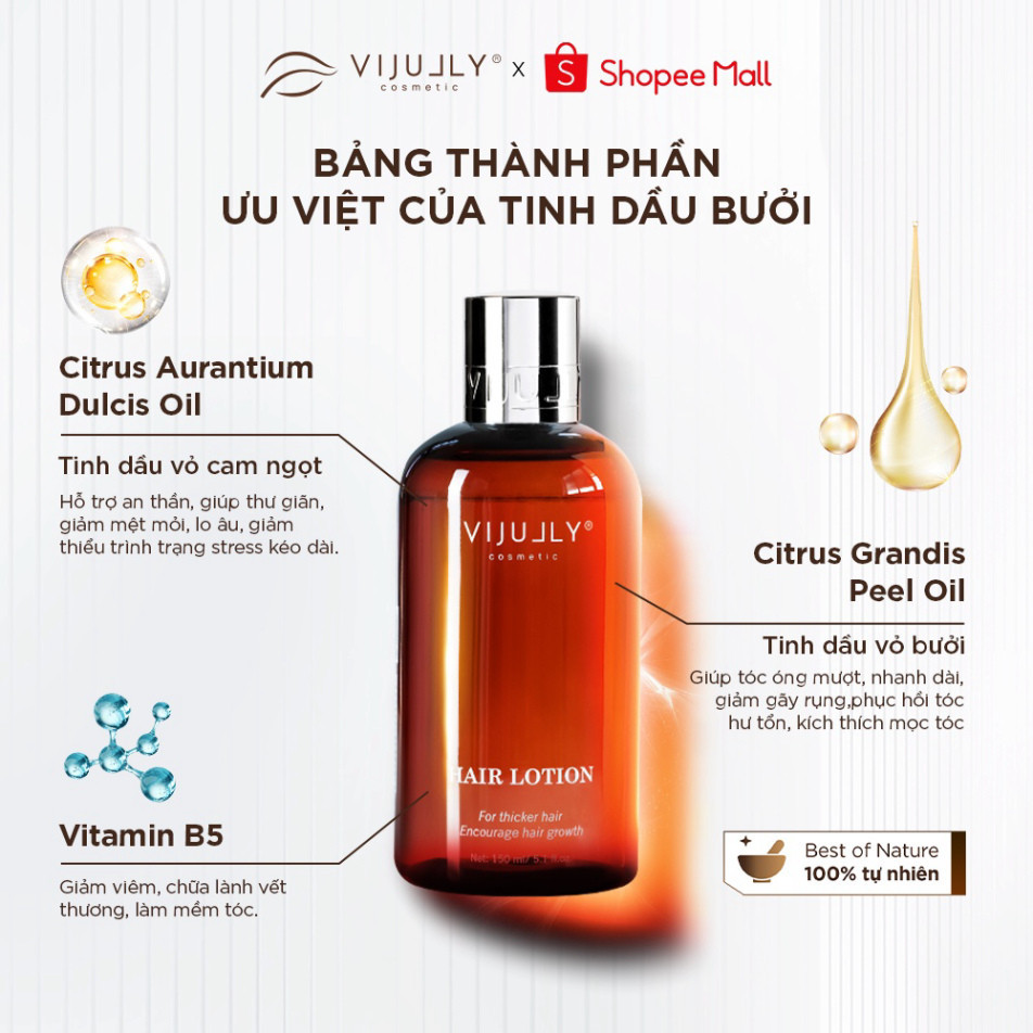 Xịt dưỡng tóc tinh dầu bưởi VIJULLY chai 150 ML [ CHÍNH HÃNG 100% ]