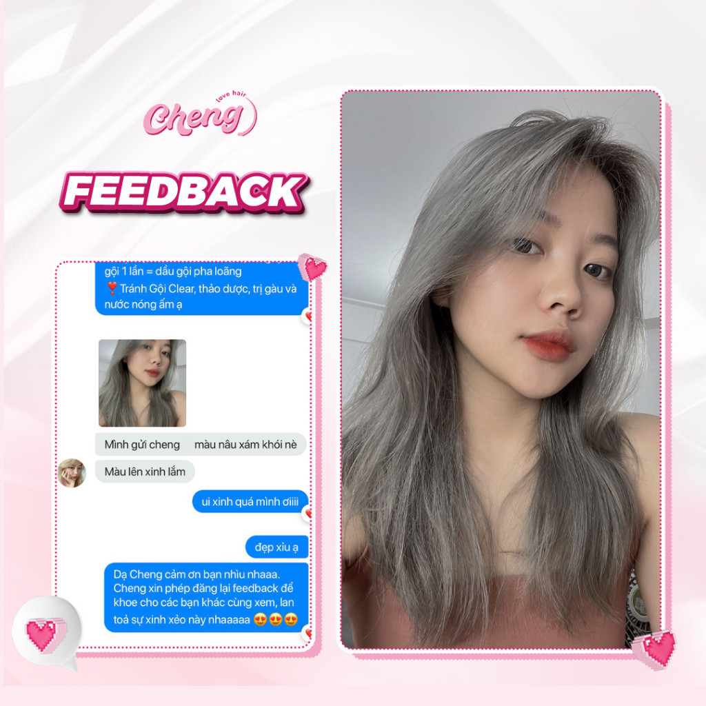 Thuốc nhuộm tóc màu NÂU XÁM KHÓI cần tẩy | Chenglovehairs Chengloveshair Chenglovehair