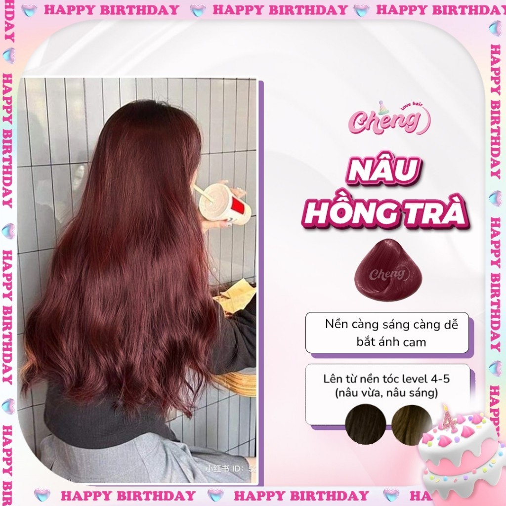 Thuốc Nhuộm Tóc Màu NÂU HỒNG TRÀ Không Tẩy | Chenglovehair, Chenglovehairs