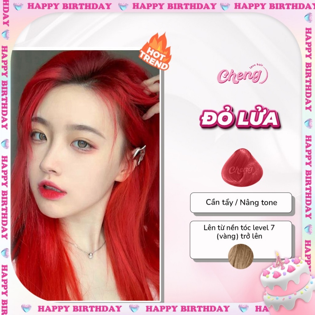 Thuốc Nhuộm Tóc Màu ĐỎ LỬA Không Tẩy | Chenglovehair, Chenglovehairs