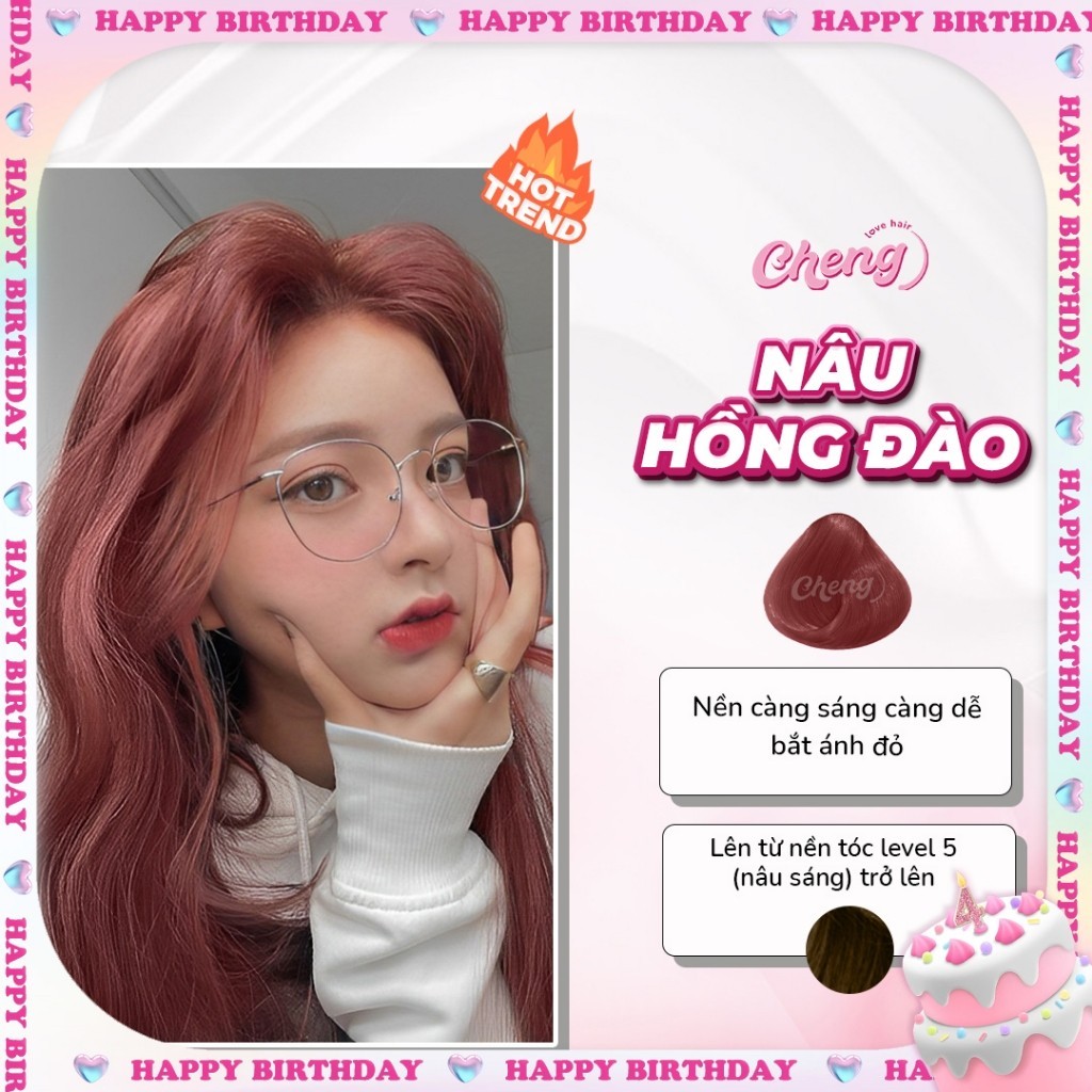 Thuốc Nhuộm Tóc Màu NÂU HỒNG ĐÀO Không Tẩy | Chenglovehair, Chenglovehairs