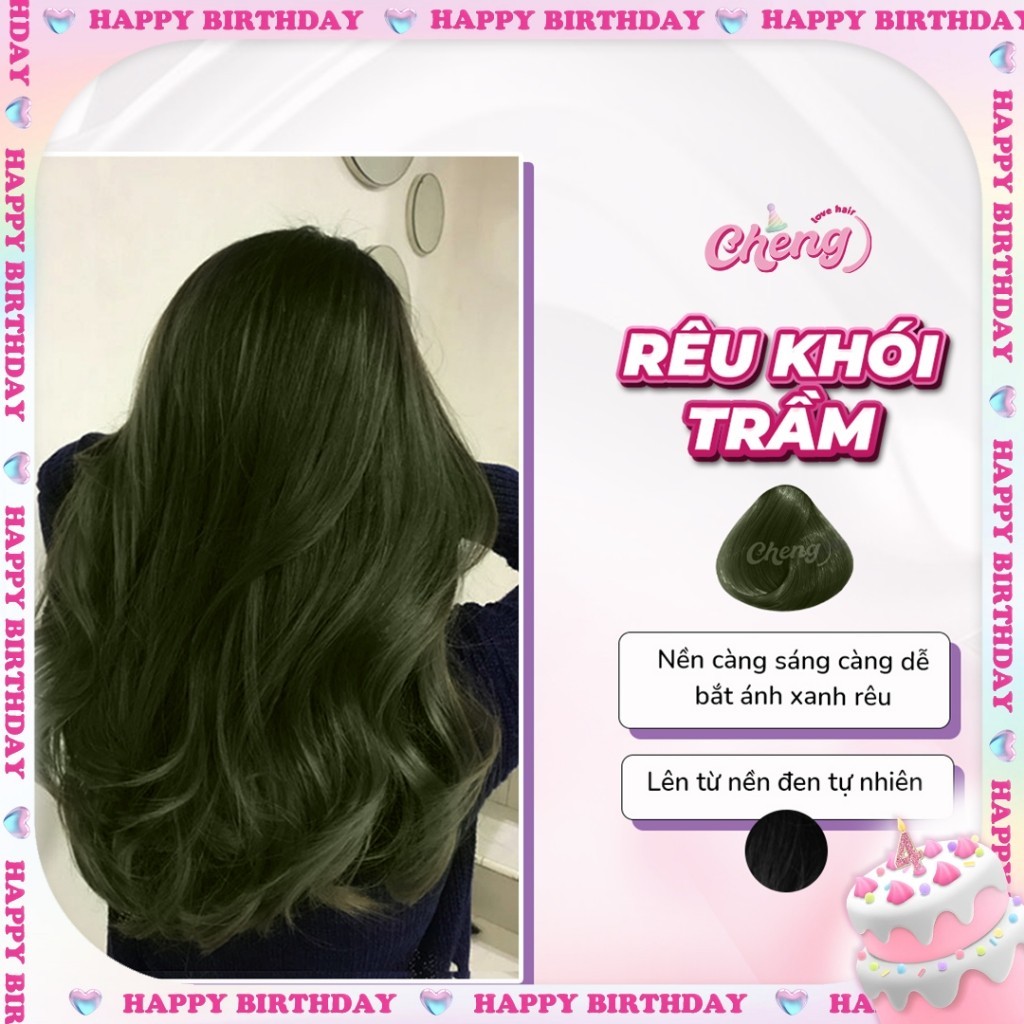 Thuốc nhuộm tóc RÊU KHÓI TRẦM không cần thuốc tẩy tóc Chenglovehairs, Chenglovehair