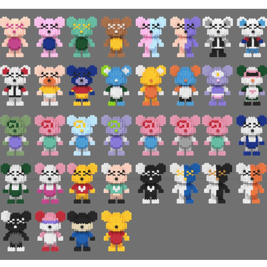 Đồ chơi Lắp Ráp Gấu Bearbrick Mini 12cm, Mô hình đồ chơi lắp ráp Gấu Bearbrick 3D 22 mẫu cực đẹp