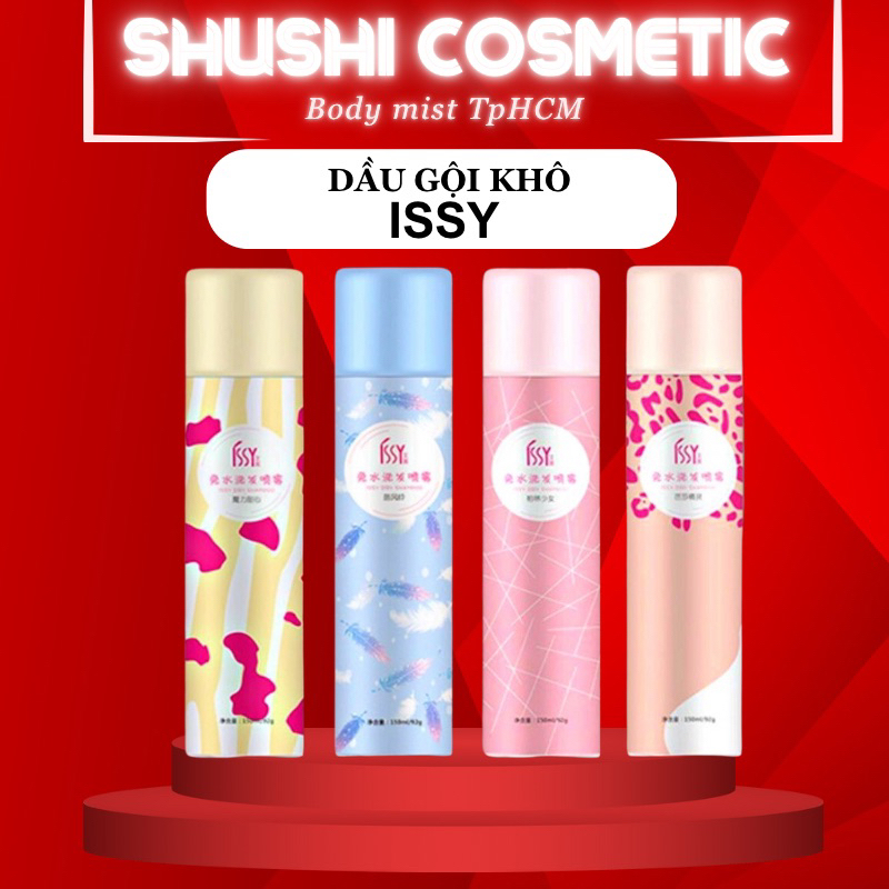 Dầu gội khô ISSY 150ml dạng xịt an toàn không cần nước dùng cho nam, nữ không bết tóc bodymist.tphcm