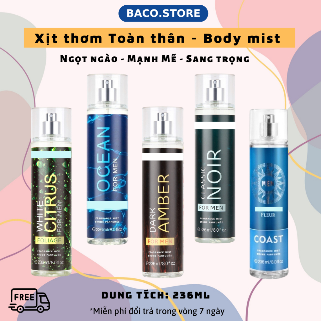 body mist Xịt Thơm toàn thân, Xịt Thơm Body 236ml Cực Thơm – Xịt là Mê
