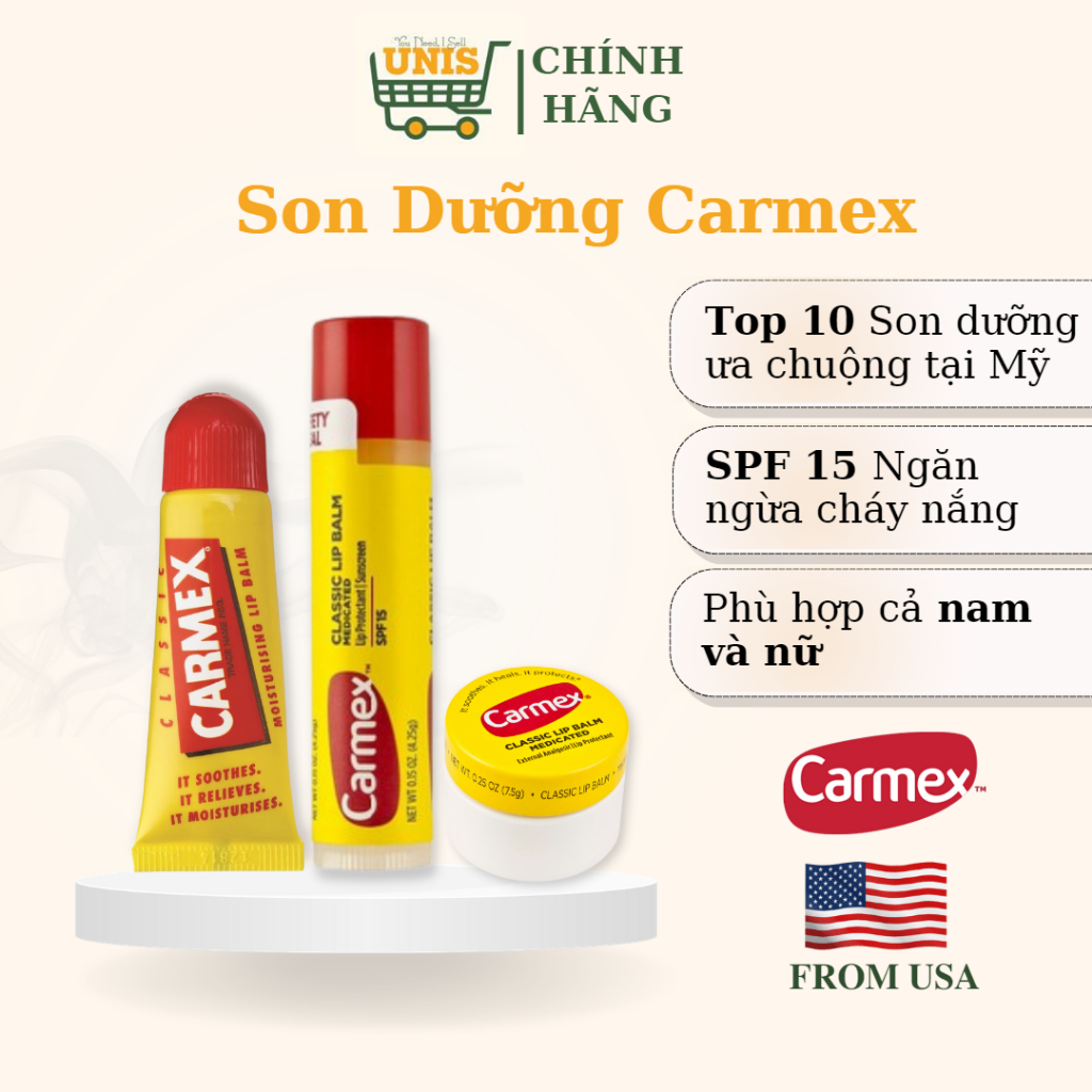 [NHẬP MỸ – AUTH – ĐỦ BILL] Son Dưỡng Môi CARMEX chính hãng nam/nữ, son dưỡng ẩm