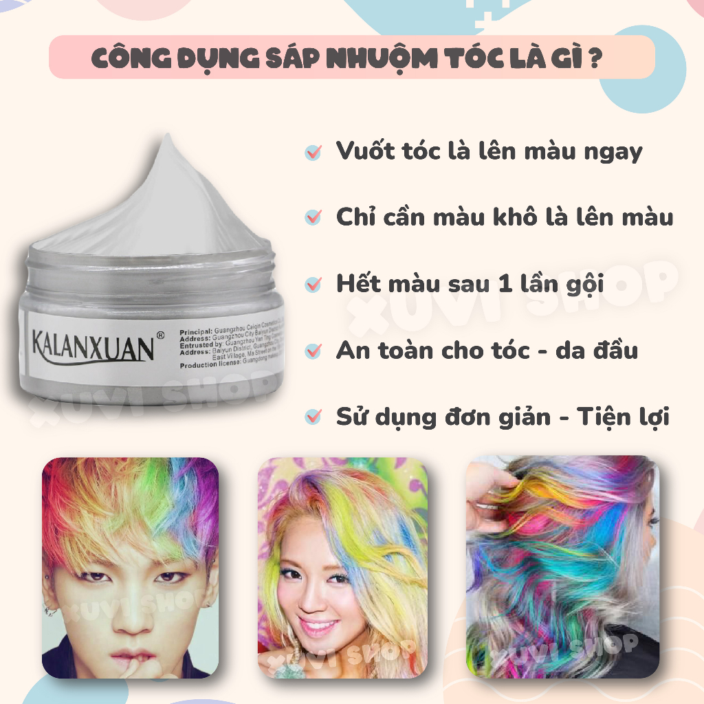 Sáp Vuốt Tóc Đổi Màu Xám Khói I Bạc Nhuộm Tóc Tạm Thời KALANXUAN Wax Đổi Màu Tóc Thời Trang Nam Nữ XUVI SHOP