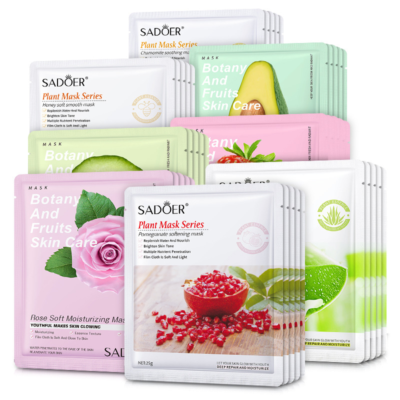 Mặt Nạ Giấy SADOER, Mặt Nạ Trái Cây, Mặt Nạ Dưỡng Da Cấp Ẩm, Dưỡng Trắng, Thải Độc, Chống Lão Hóa 25g