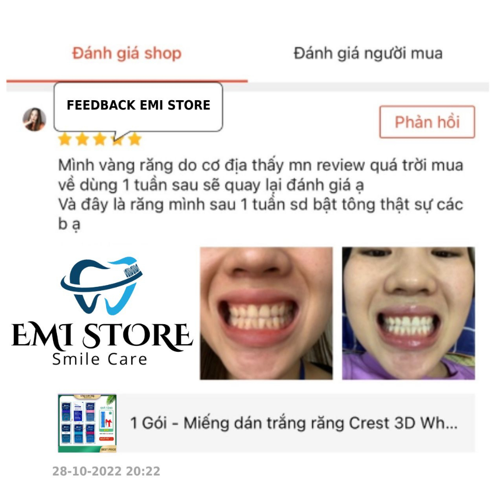 [SET 7 GÓI] Miếng dán trắng răng Crest 3D White  – Răng trắng sáng, an toàn cho men răng