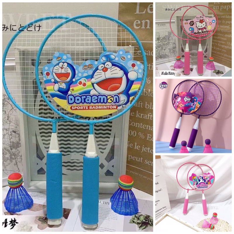 Vợt cầu lông cho bé tặng kèm 2 quả cầu, đồ chơi vận động vợt cầu lông mini.