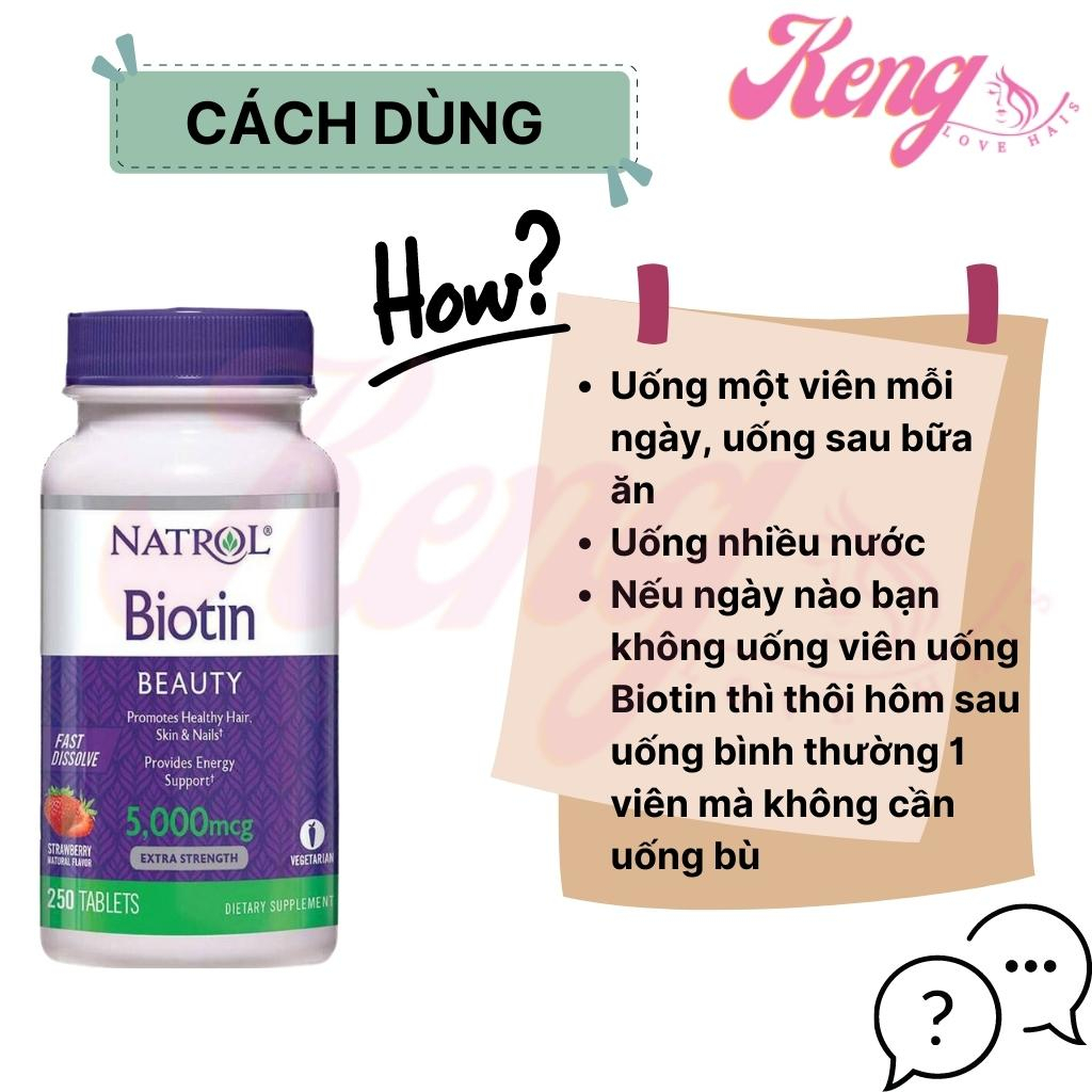 Viên uống mọc tóc Natrol Biotin 10000 Mcg của Mỹ 100 viên giúp kích mọc tóc, giảm gãy rụng
