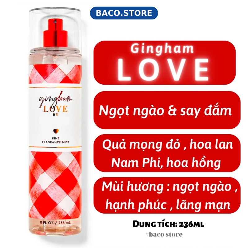 Body mist, Xịt Thơm Toàn Thân Gingham 236ml Nhẹ Nhàng, Tinh Tế