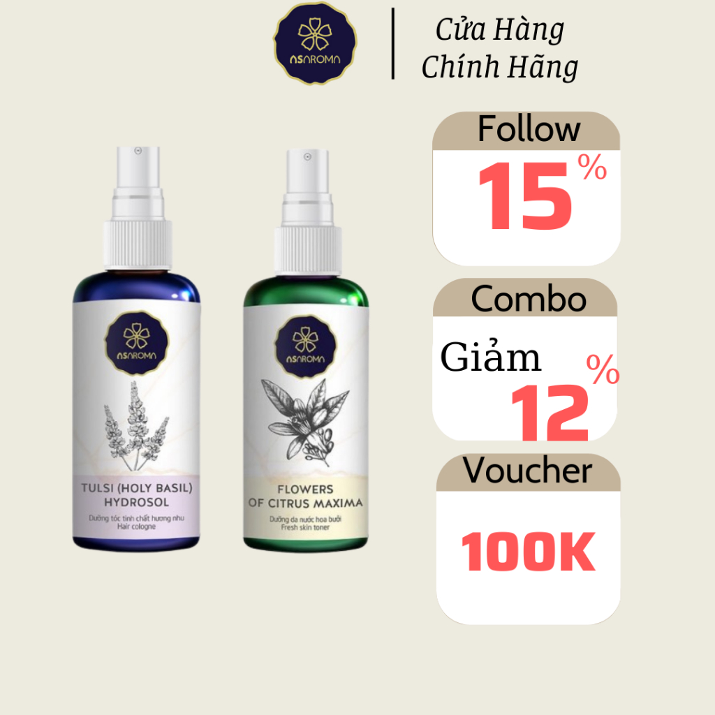 Combo Xịt Kích Mọc Tóc Nhanh Dài  Asaroma Ngăn Rụng Tóc Chống Nấm Da Đầu (Tặng Kèm Tinh Dầu)