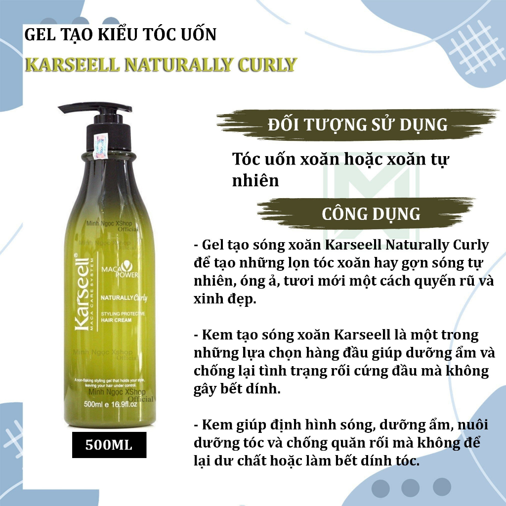 Gel bọt giữ nếp tóc gel bóp xoăn tạo kiểu hippie xoăn xù mì xoăn lơi Karseell siêu hot 2024