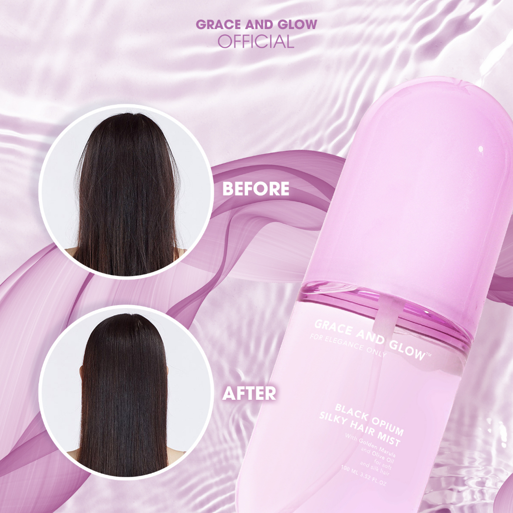 Xịt dưỡng tóc Grace and Glow Black Opium Silky Hair Mist phục hồi tóc hư tổn, giảm chẻ ngọn, khô rối 100ml