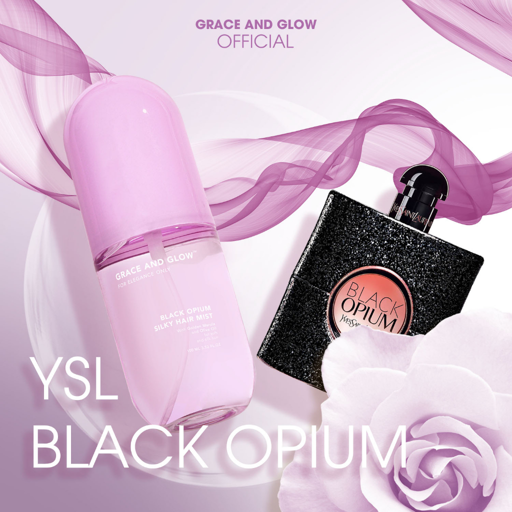 Xịt dưỡng tóc Grace and Glow Black Opium Silky Hair Mist phục hồi tóc hư tổn, giảm chẻ ngọn, khô rối 100ml