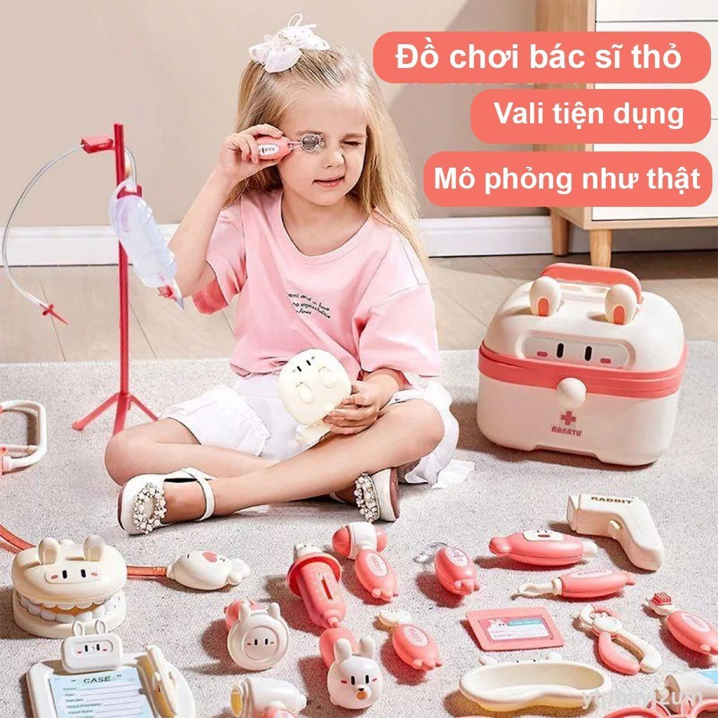 Đồ chơi bác sĩ cho bé trai bé gái, đồ chơi nhập vai – Hộp đồ chơi dụng cụ y tế cho bé