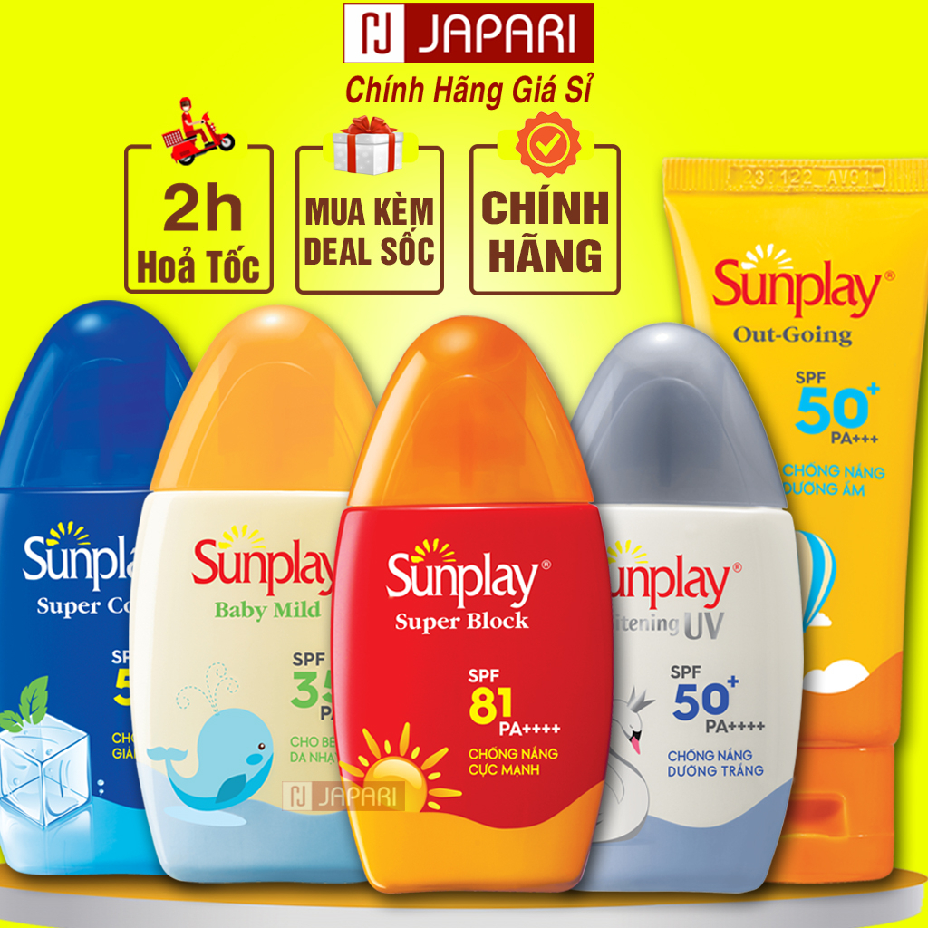 Kem Chống Nắng Sunplay Đỏ, Dưỡng Ẩm Trắng Da Trẻ Em – KCN Sunplay Kem Chống Nắng Cho Bé Dưỡng Da Mặt & Body Japari