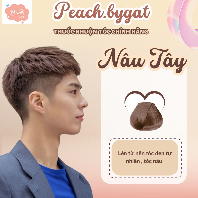 Thuốc nhuộm tóc Nam màu Nâu Tây không cần sử dụng thuốc tẩy tóc của Peachbygat , Peach bygat