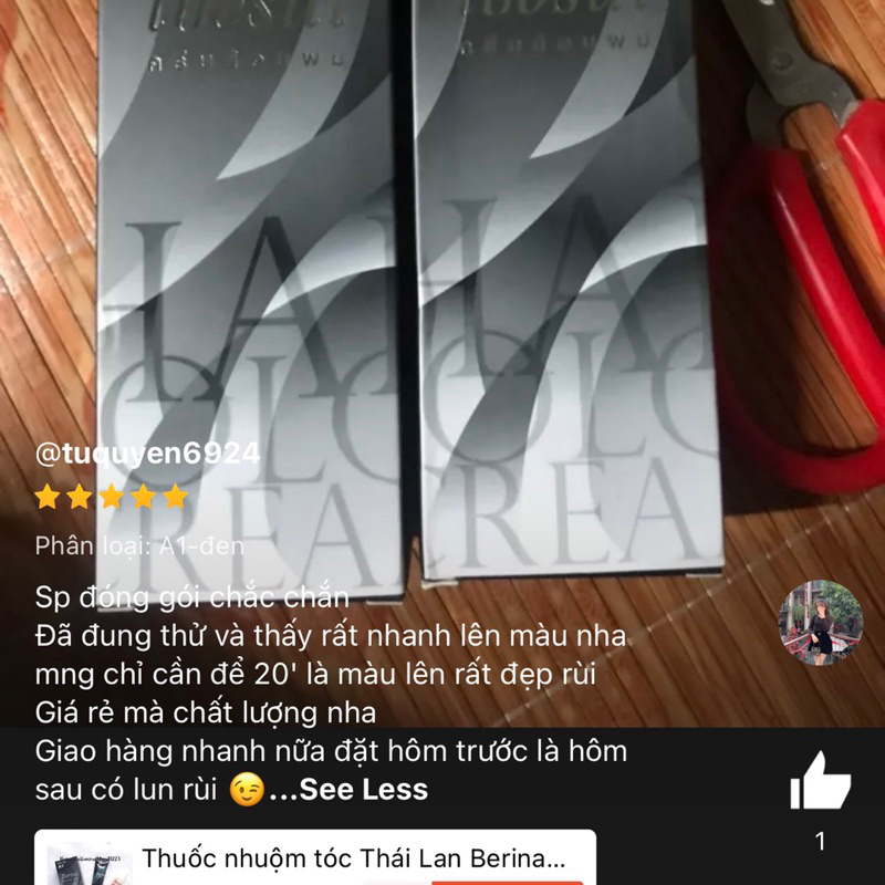 Thuốc nhuộm tóc Thái Lan Berina A1 màu đen, A2 màu nâu