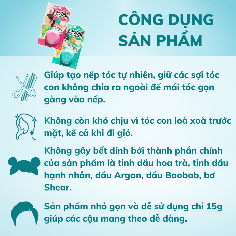 Sáp Vuốt Tóc Matomage Utena Giữ Nếp Tóc Con – Wax Tạo Kiểu Tóc Nữ Nhật Bản – Keva