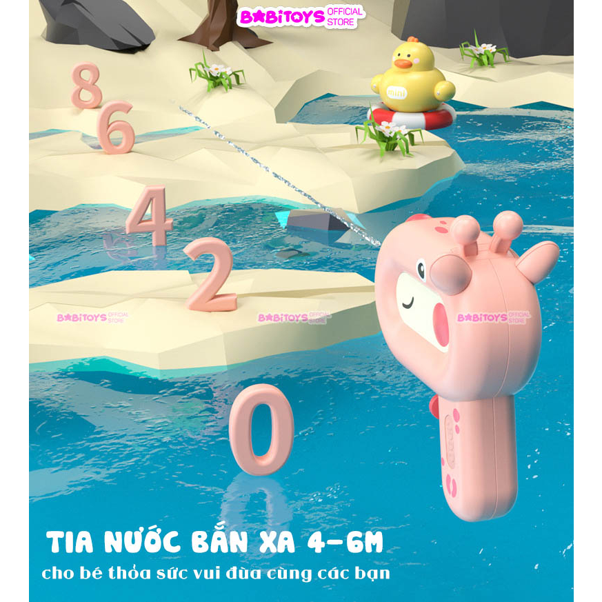 Súng nước đồ chơi cho bé hình động vật khủng long cute, đồ chơi vận động mùa hè, đồ chơi nhà tắm và bể bơi cho bé