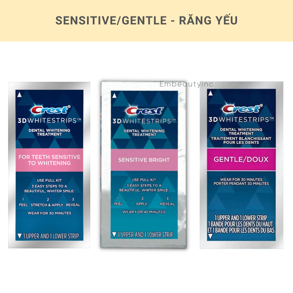 [1 GÓI] Miếng dán trắng răng Crest 3D Whitestrips Mỹ