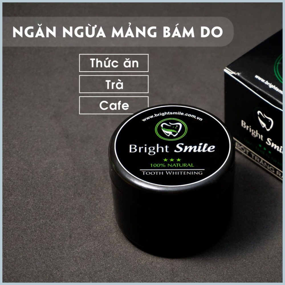 Bột trắng răng than tre Bright Smile giúp trắng răng thơm miệng, phục hồi men răng đánh sạch mảng bám cao răng hiệu quả