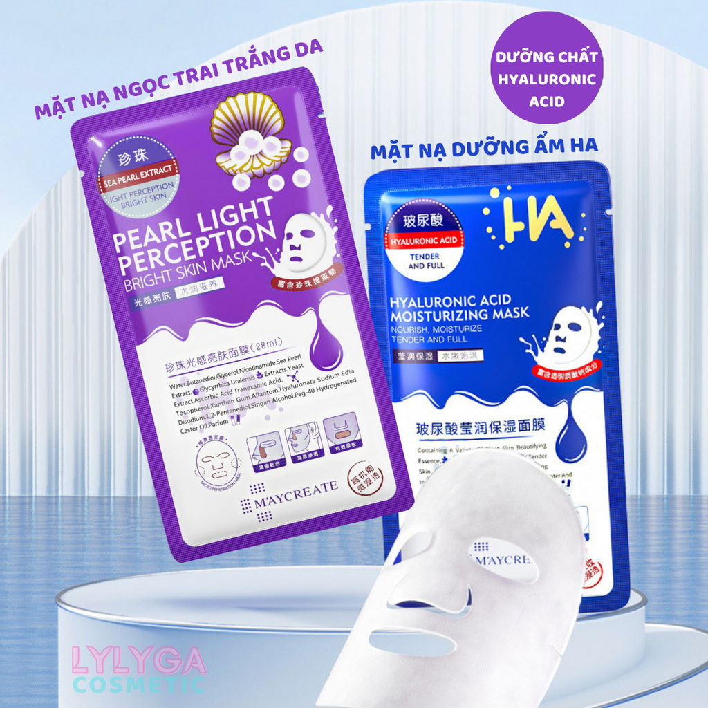 Mặt nạ dưỡng ẩm trắng da mặt HA Maycreate Mask 1 miếng mặt nạ giấy cấp ẩm dưỡng sáng da Nội địa Trung MN02