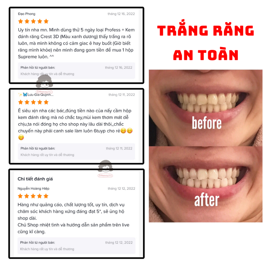 [1 GÓI] Miếng dán trắng răng Crest 3D Whitestrips Mỹ