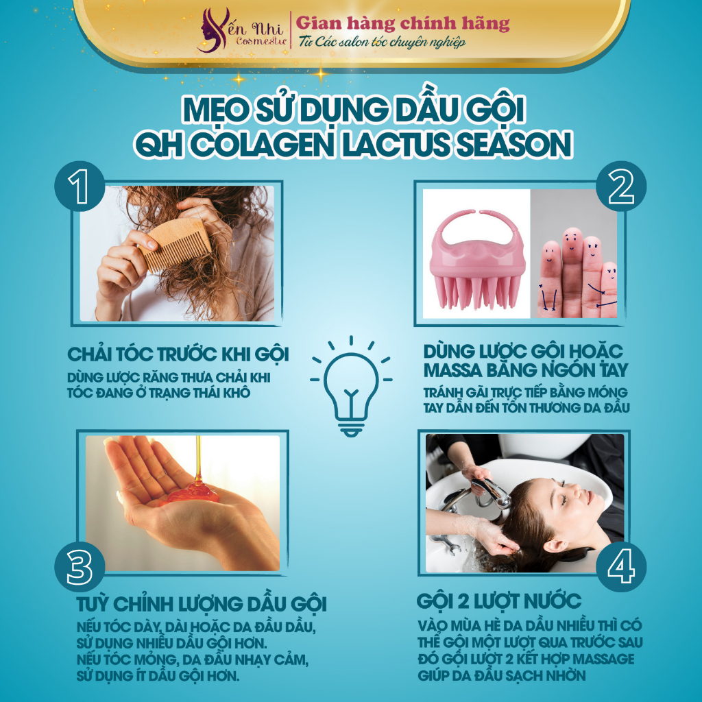 Dầu gội collagen QH Lactus season dầu gội cho da dầu bết, ngăn gàu combo dầu gội dầu xả ngăn rụng tóc 800ML