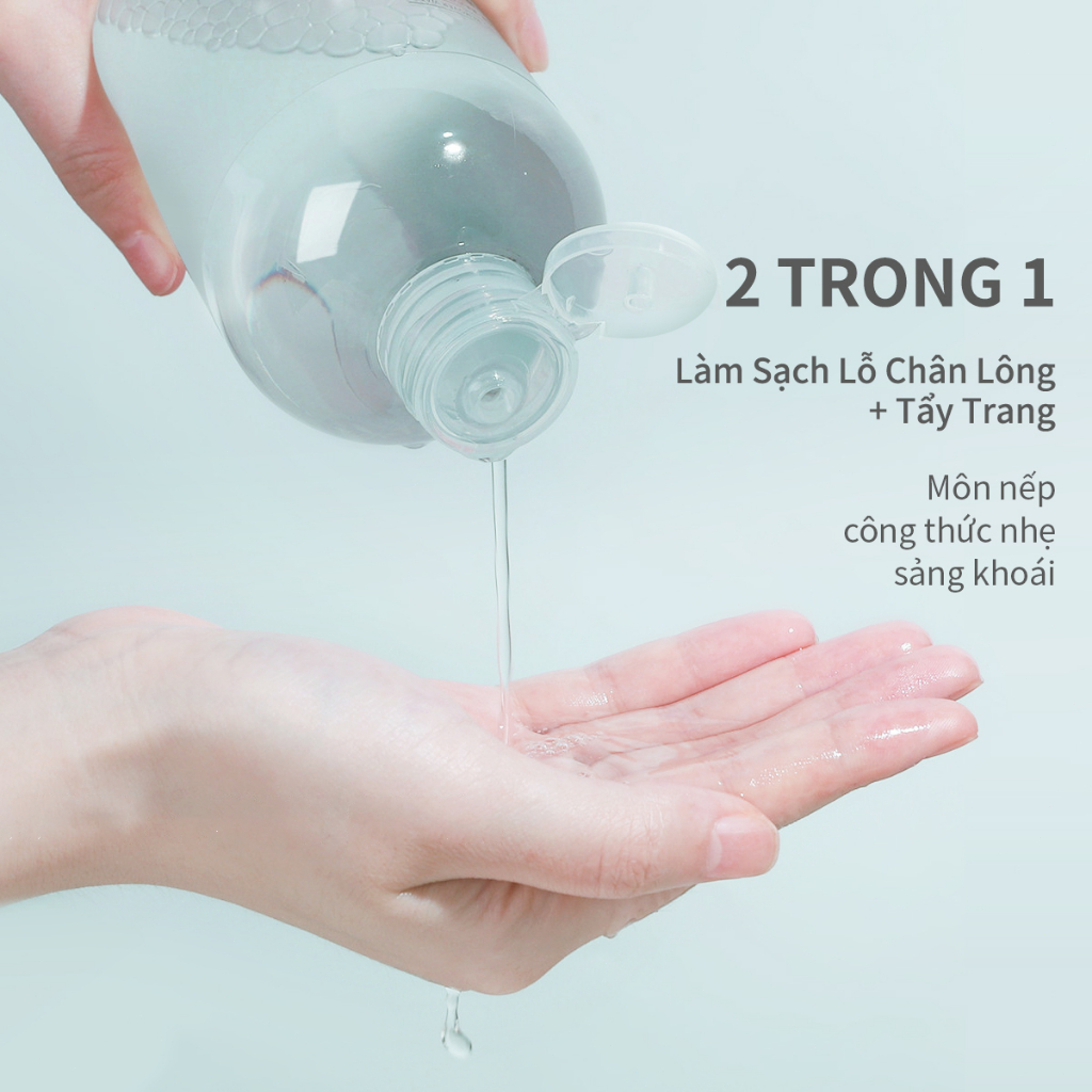 Nước tẩy trang rau má AISASEA 500ml dưỡng ẩm khuôn mặt môi mắt làm sạch sâu cho da nhạy cảm