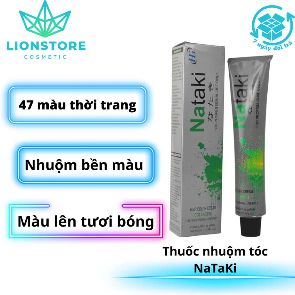 Thuốc nhuộm tóc NATAKI collagen 100ml full mã màu không kèm oxy sỉ dành cho SALON