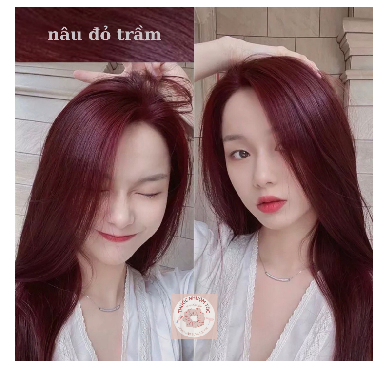 Thuốc nhuộm tóc tại nhà màu nâu đỏ trầm – Kèm trợ nhuộm Oxy và găng tay