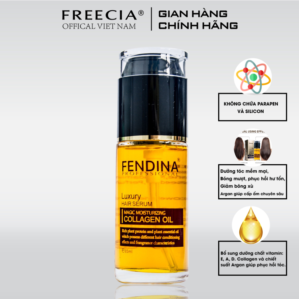 Tinh dầu dưỡng tóc FENDINA LUXURY COLLAGEN OIL 65ml dành cho tóc khô, tẩy, nhuộm
