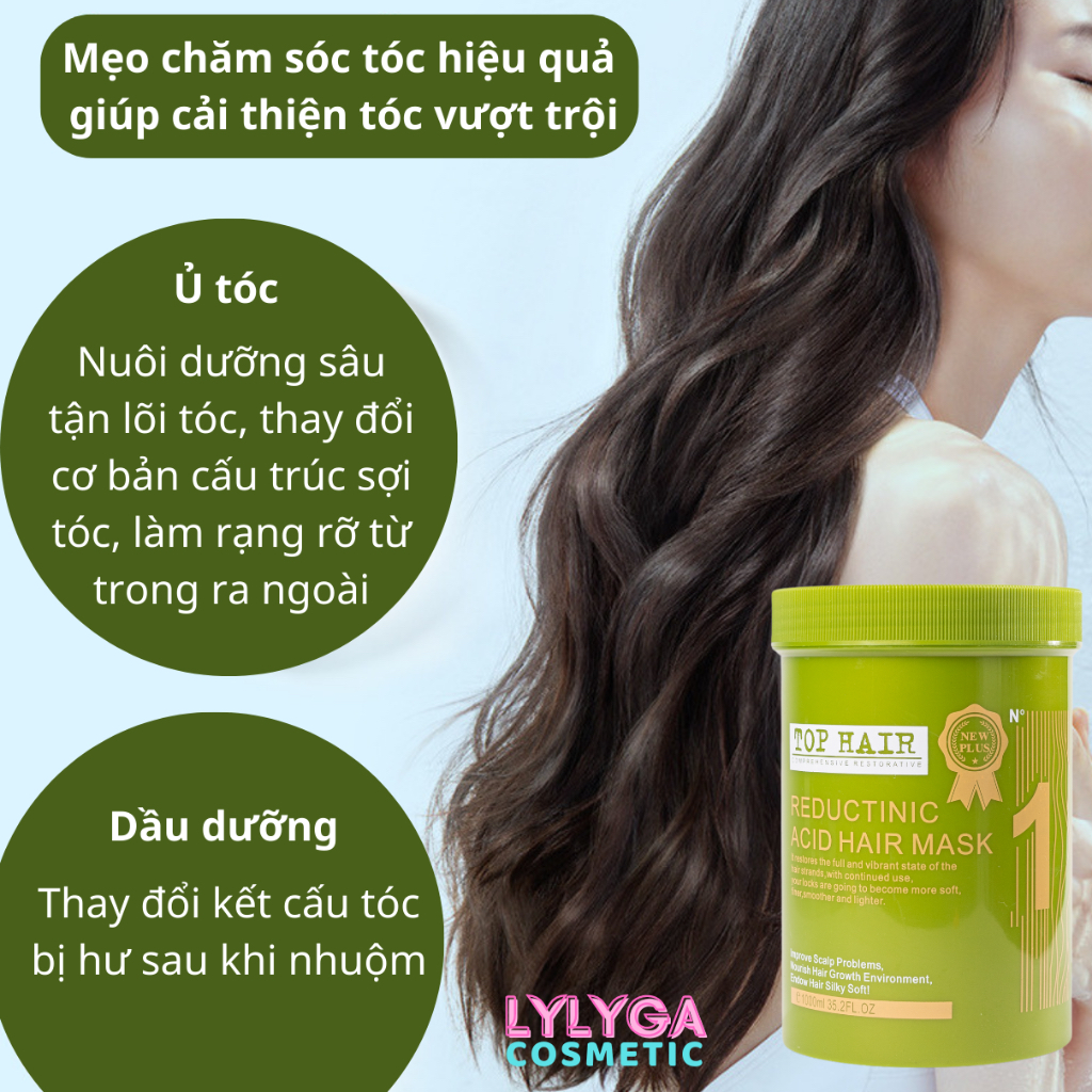 Kem ủ tóc TOP HAIR 1000ML ủ tóc phục hồi toàn diện, dầu xả dưỡng tóc, Dầu hấp chăm sóc phục hồi hư tổn Tophair