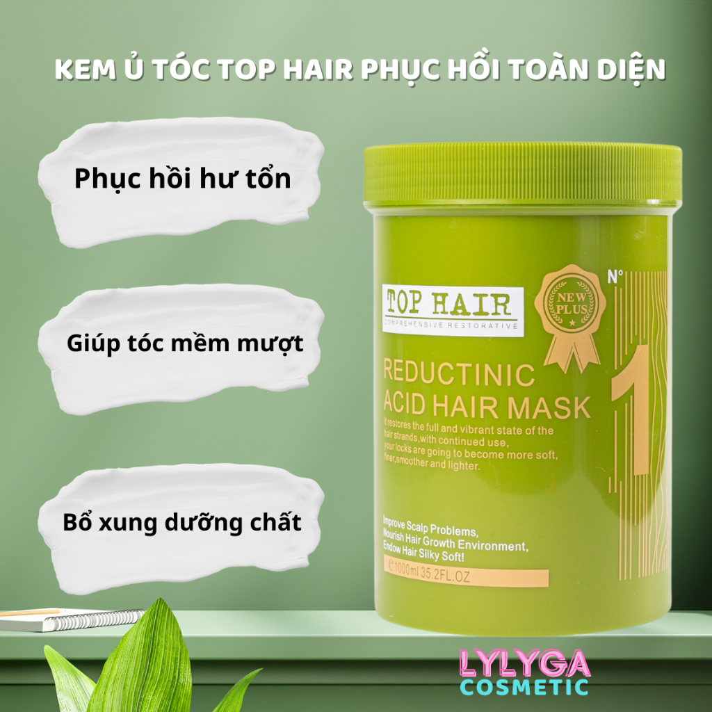 Kem ủ tóc TOP HAIR 1000ML ủ tóc phục hồi toàn diện, dầu xả dưỡng tóc, Dầu hấp chăm sóc phục hồi hư tổn Tophair