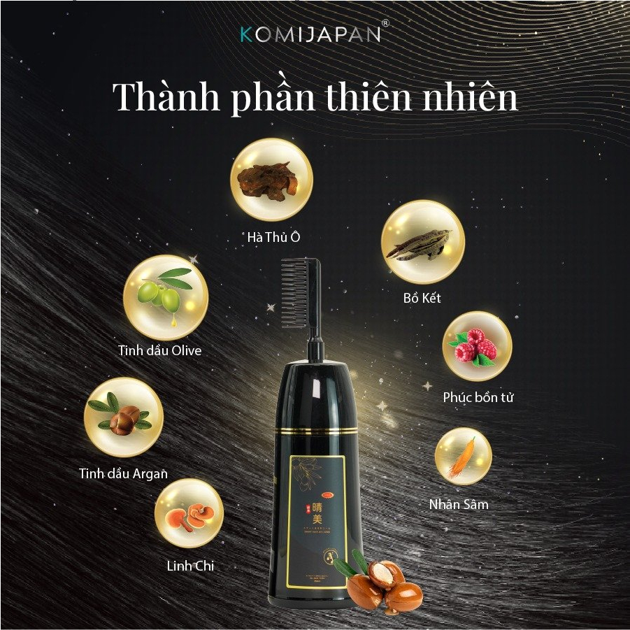 Dầu Gội Nhuộm Tóc, Dầu Gội Phủ Bạc Komi Nhật Bản Dạng Lược Chai 350ml Nhiều Màu Lựa Chọn – Hàng Nội Địa Nhật