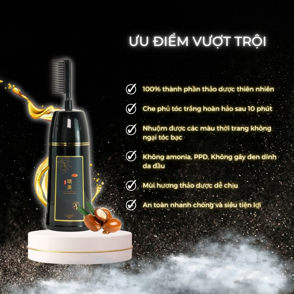 Dầu Gội Nhuộm Tóc, Dầu Gội Phủ Bạc Komi Nhật Bản Dạng Lược Chai 350ml Nhiều Màu Lựa Chọn – Hàng Nội Địa Nhật