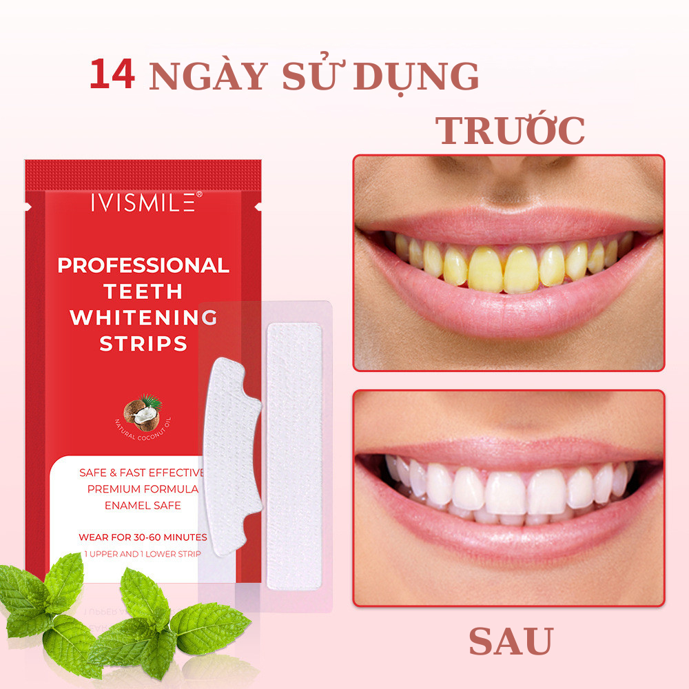 [Tặng 1 gói] Miếng dán tẩy trắng răng IVISMILE EXPRESS làm trắng răng NHANH tại nhà, trắng sau 2-3 ngày, duy trì 90 ngày