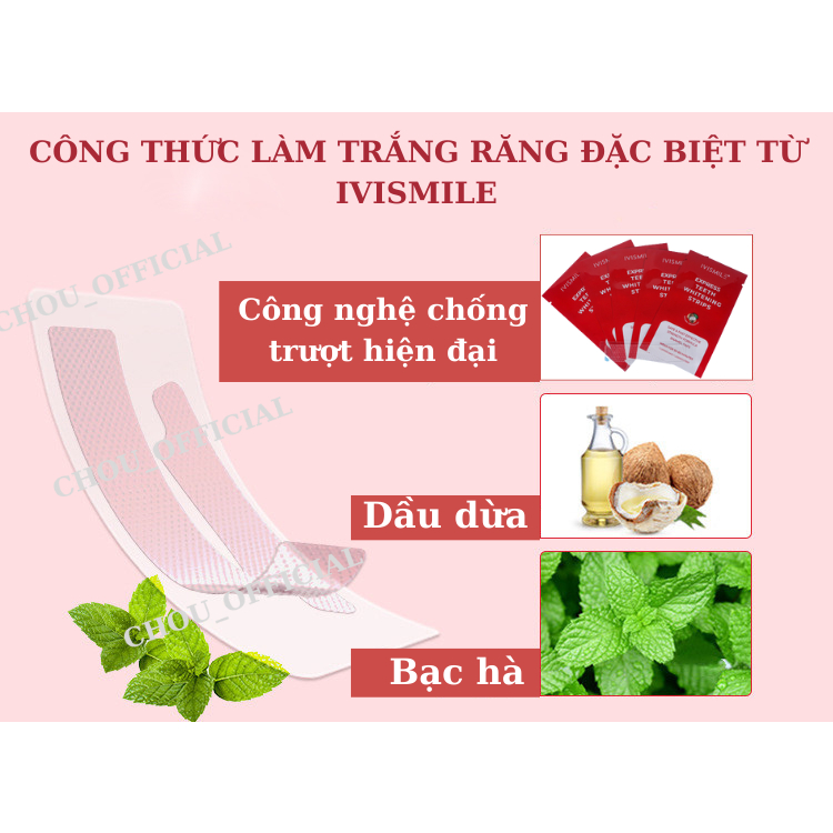 [Tặng 1 gói] Miếng dán tẩy trắng răng IVISMILE EXPRESS làm trắng răng NHANH tại nhà, trắng sau 2-3 ngày, duy trì 90 ngày