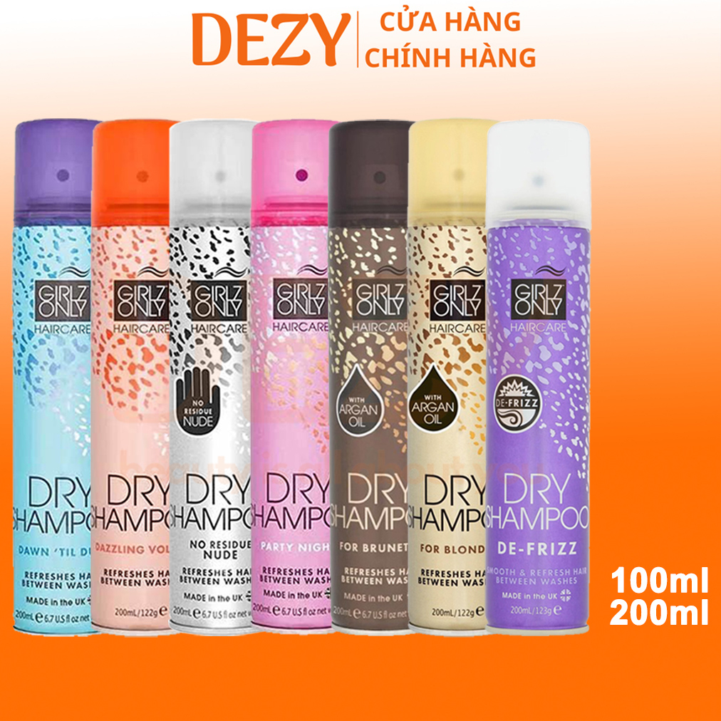 Dầu Gội Khô Girlz Only Dry Shampoo Dạng Xịt Chăm Sóc Tóc Thơm – Dầu Gội Đầu Dưỡng Tóc Phồng Tóc Cho Da Dầu Nam Nữ – Dezy