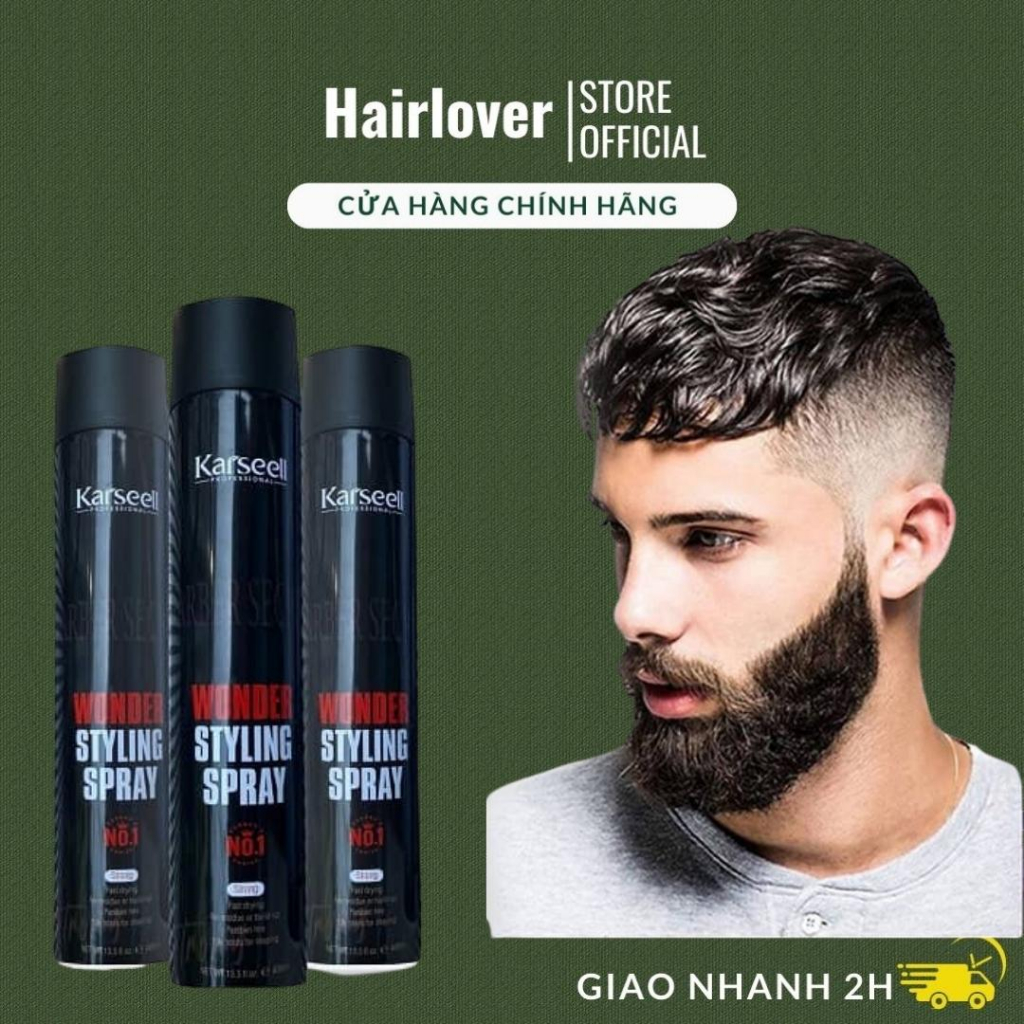 Gôm xịt tóc nam mềm giữ nếp tóc lâu, keo xịt tóc tạo phồng hương nước hoa chuyên dụng salon chính hãng Karseell 400ml
