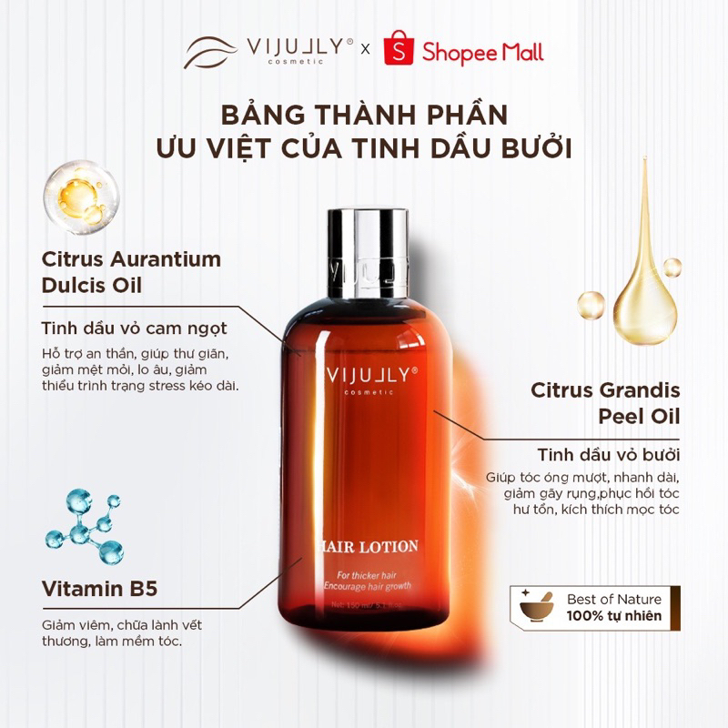 Xịt dưỡng tóc Tinh Dầu Bưởi ViJully 150ml (Chính hãng)