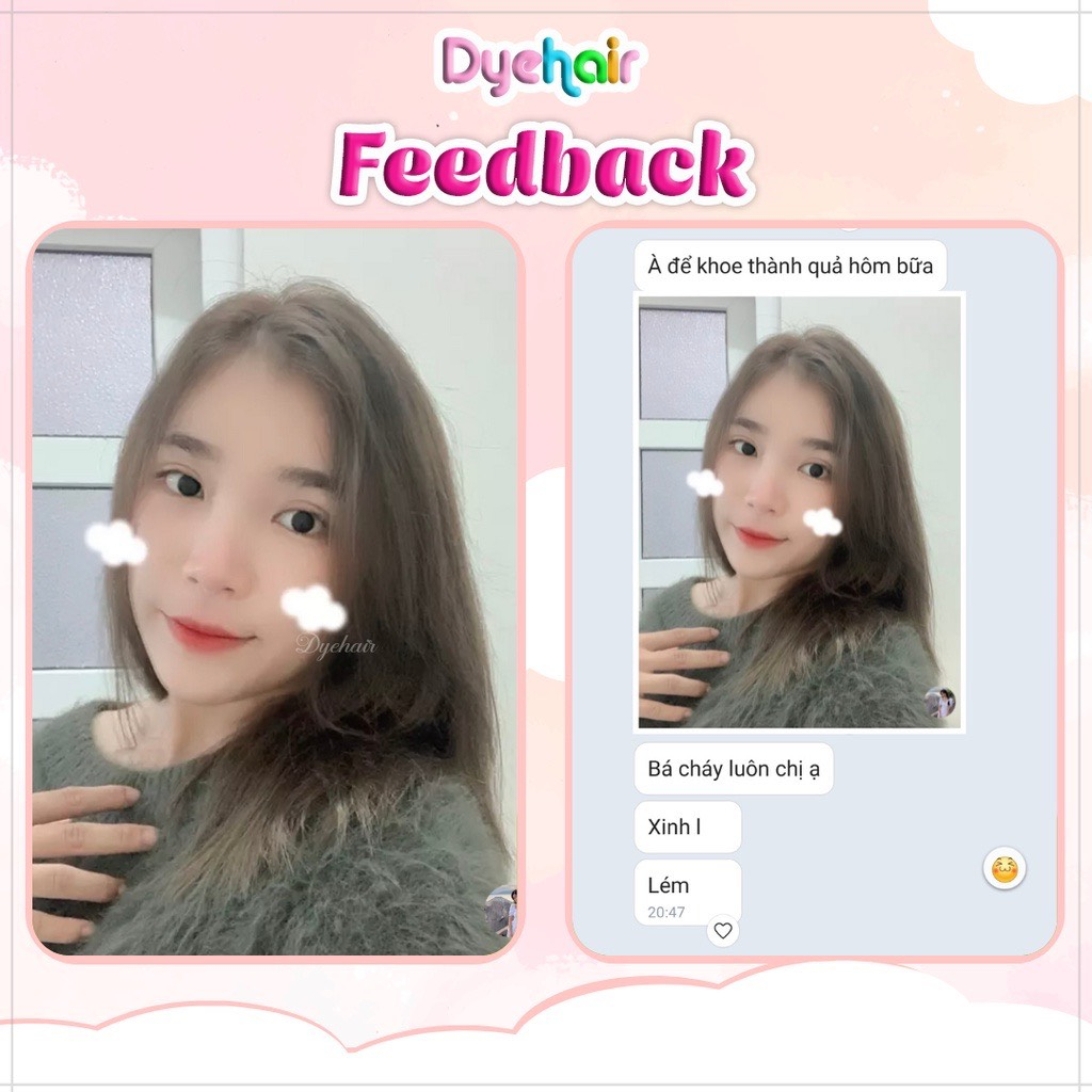 Thuốc nhuộm tóc , thuốc nhuộm tóc NÂU KHÓI TRẦM , DYE.HAIR , tặng kèm oxy trợ dưỡng và bao tay