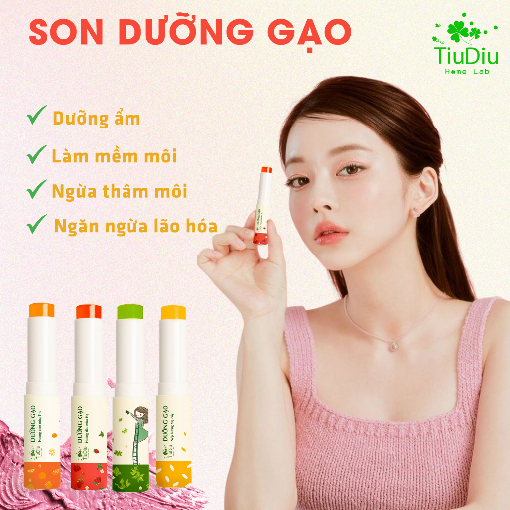 Son Dưỡng Môi Tự Nhiên Không Hóa Chất An Toàn Cho Mẹ Bầu Và Trẻ Nhỏ Giảm Thâm Dưỡng Mềm Môi Tiudiu